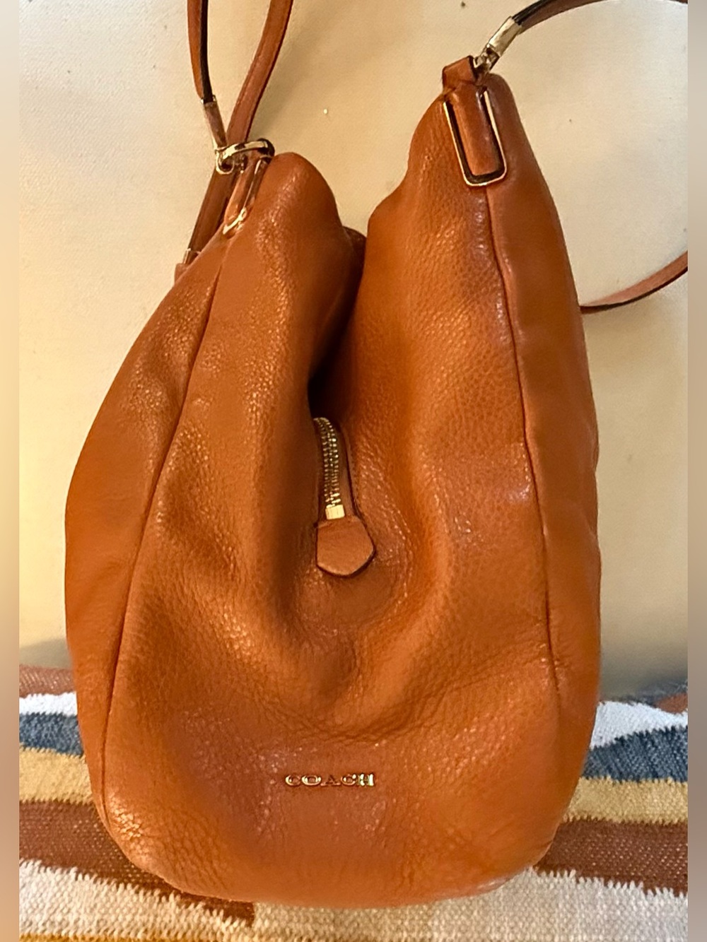 Coach #26224 Madison Phoebe Pebble Leather Cognac Brown Hobo Handbag - Picture 5 of 14